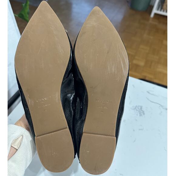 LK Bennett Tilly Black Crinkled Patent Leather Pointed Ballerina Flats, Size 40 - Picture 6 of 9